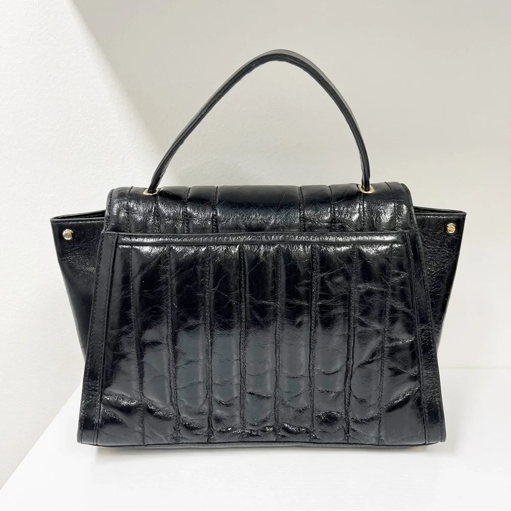Michael Kors Whitney Large Quilted Crackle Leather Satchel Black